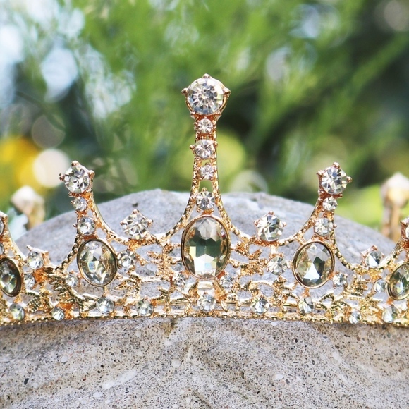 ⚜️ IMPERIAL BEJEWELED CLEAR CRYSTAL GOLD CROWN